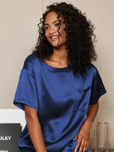 [Dark Blue] SilkSilky-AU Short Sleeve Round Neck Women's Pyjamas 002