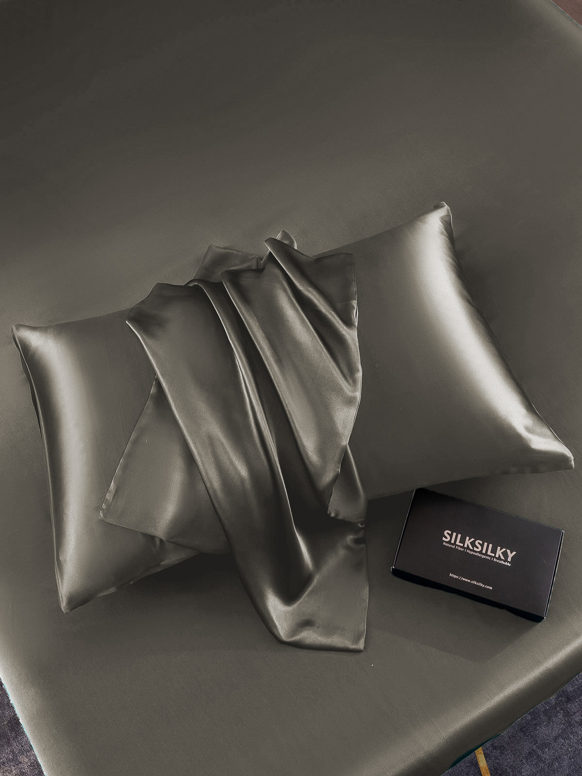 SilkSilky AU 22Momme Pure Silk Pillowcase DarkGray 005