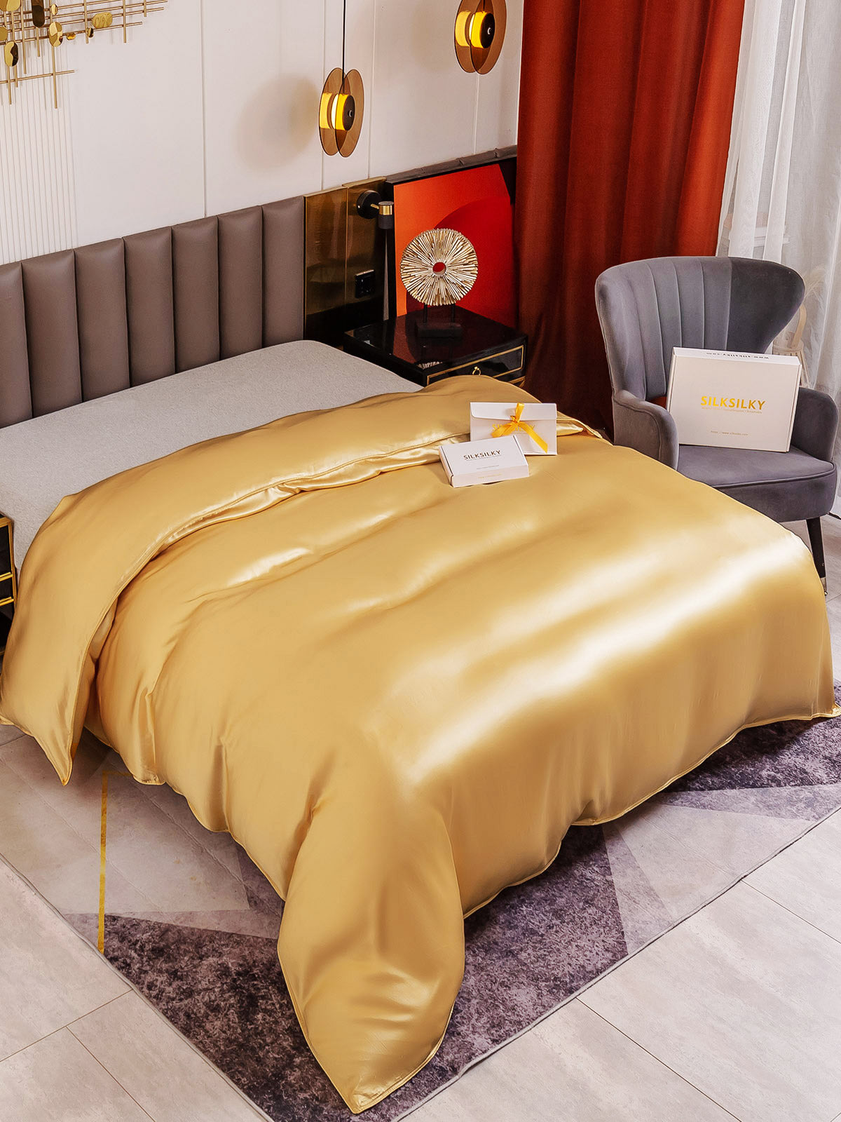 SilkSilky AU 19Momme Pure Silk Duvet Cover Champagne 001