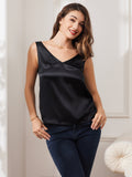 SilkSilky AU Pure Silk Sleeveless V Neck Camisole Black 001