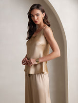 [Champagne] SilkSilky-AU Sleeveless Square Neck Camisole Set 007