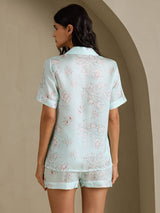 [Sky Floral] SilkSilky-AU Short Sleeve Notch Collar Women's Pyjamas 002