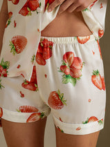 [White Strawberry] SilkSilky-AU Short Sleeve Notch Collar Women's Pyjamas 005