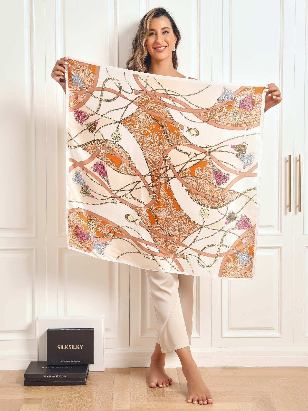 [P003] SilkSilky-AU Pure Silk Scarf 004,