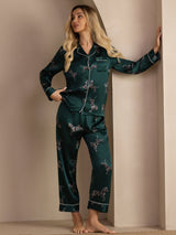 [Emerald Zebra] SilkSilky-AU Long Sleeve Lapel Collar Women's Pyjamas 007