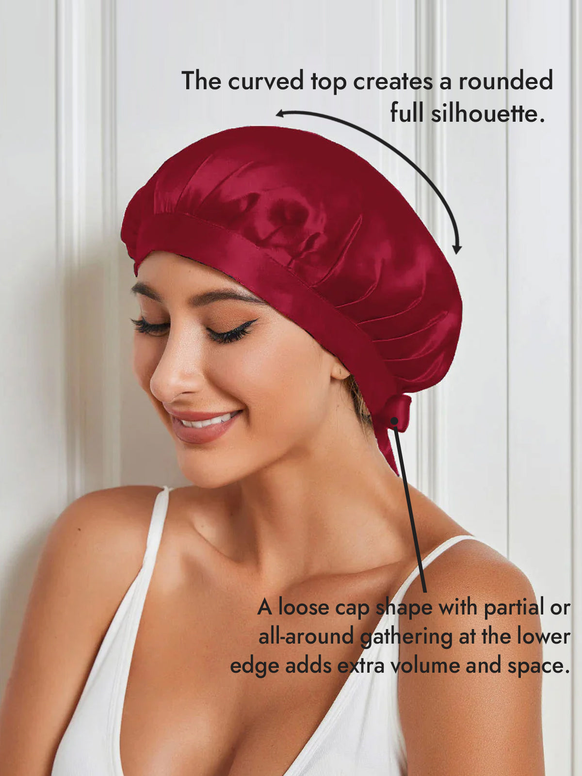 [Wine] SilkSilky-AU Pure Silk Sleep Cap 003