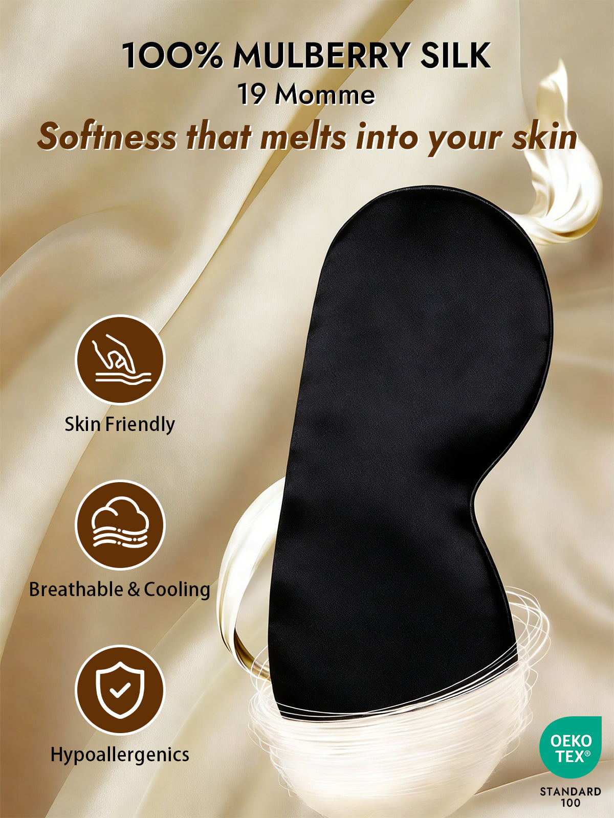 [Black] SilkSilky-AU 19Momme Pure Silk Eye Mask 003