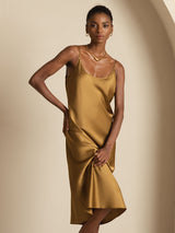 [Brown] SilkSilky-AU Sleeveless U Neck Dress 006