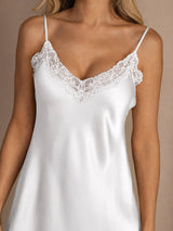 [White] SilkSilky-AU Sleeveless V Neck Nightgown 004