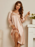 SilkSilky AU Pure Silk Long Sleeve Nightgown Champagne 001