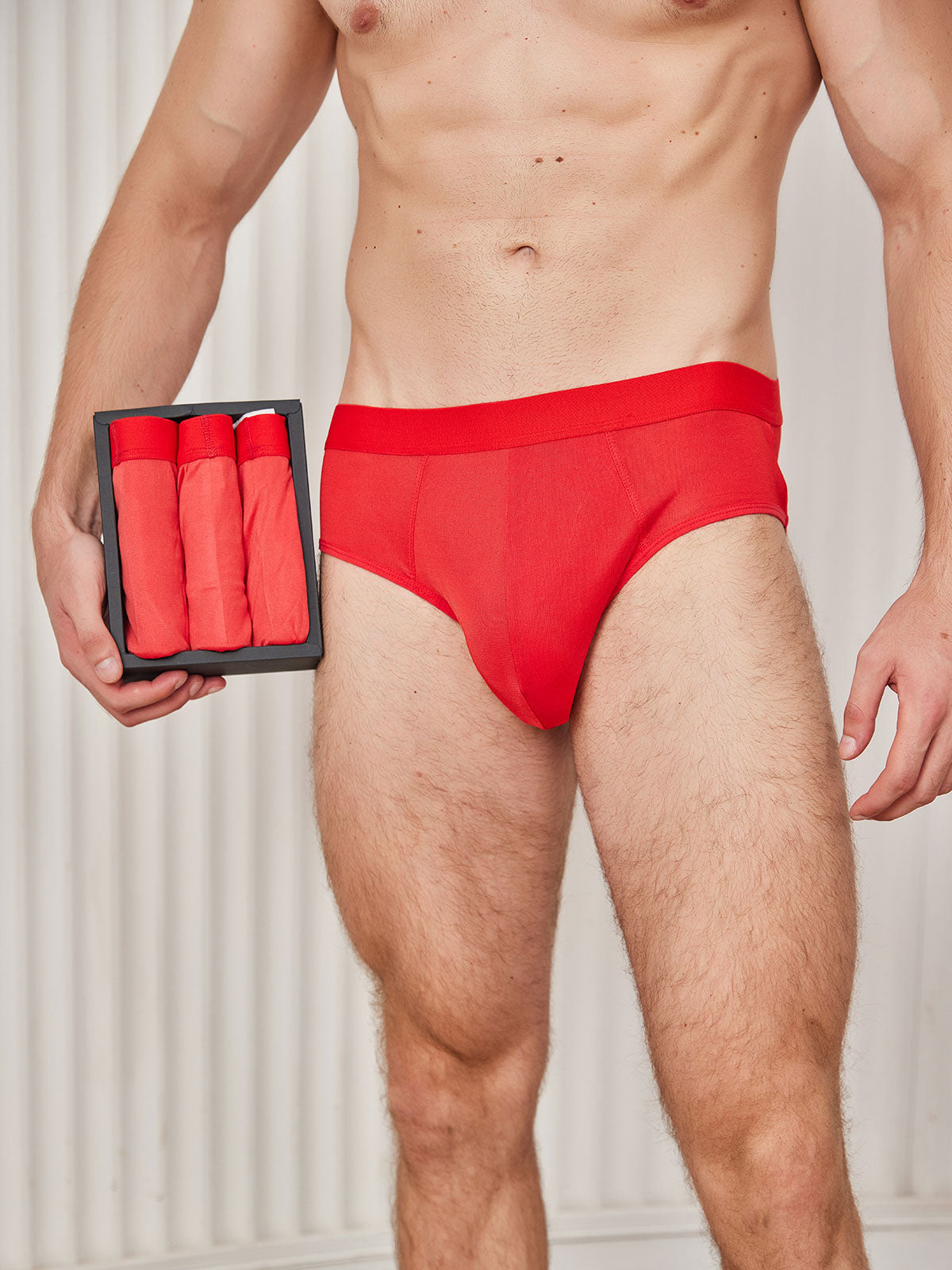 SilkSilky-AU Silk Knitted Mens Underwear Red 001