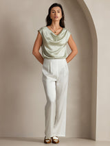 [Light Green] SilkSilky-AU Cap Sleeve Cowl Neck Women's T-Shirt 005