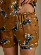[Brown Lion] SilkSilky-AU Short Sleeve Notch Collar Women's Pyjamas 006