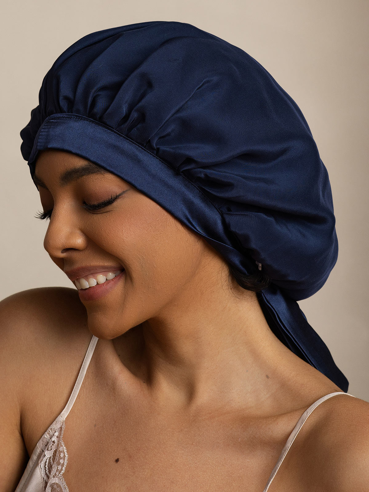 SilkSilky-AU Pure Silk Sleep Cap DarkBlue 003