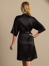 [Black] SilkSilky-AU Half Sleeve Women's Dressing Gown 002