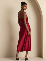 [Wine] SilkSilky-AU Sleeveless V Neck Dress 002