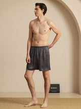 [Black Ginkgo] SilkSilky-AU Men's Sleep Shorts 006