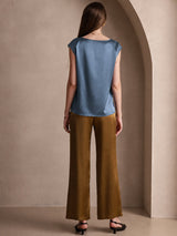 [Real Teal] SilkSilky-AU Cap Sleeve Round Neck Women's T-Shirt 002