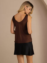[Coffee] SilkSilky-AU Sleeveless V Neck Camisole 002