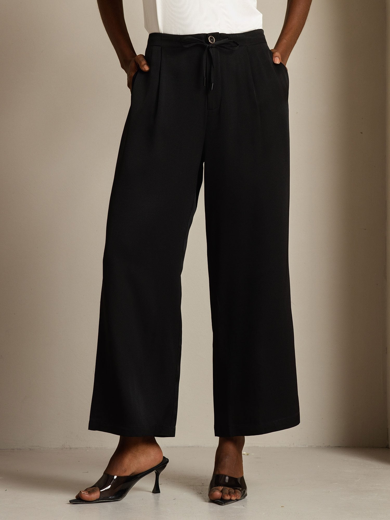 [Black] SilkSilky-AU 19Momme Silk Womens Pants 001