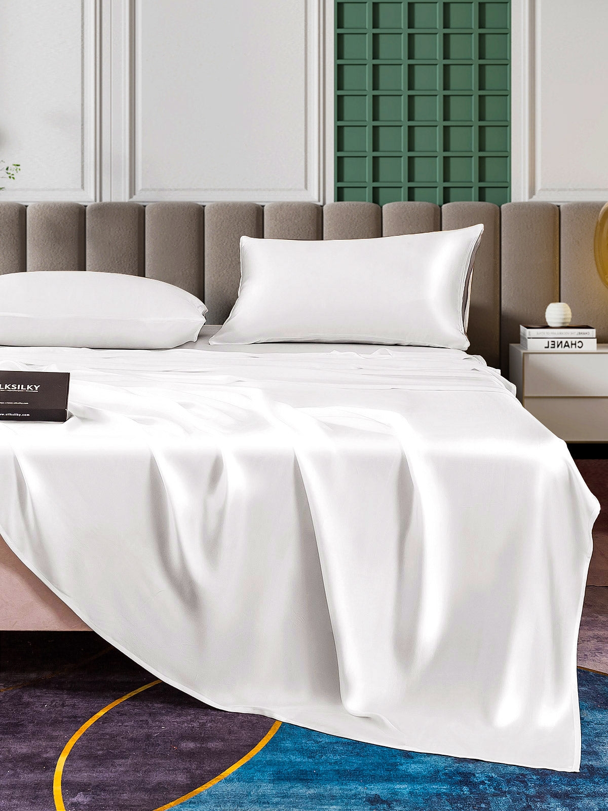 [White] SilkSilky-AU 25Momme Bedding Set 006