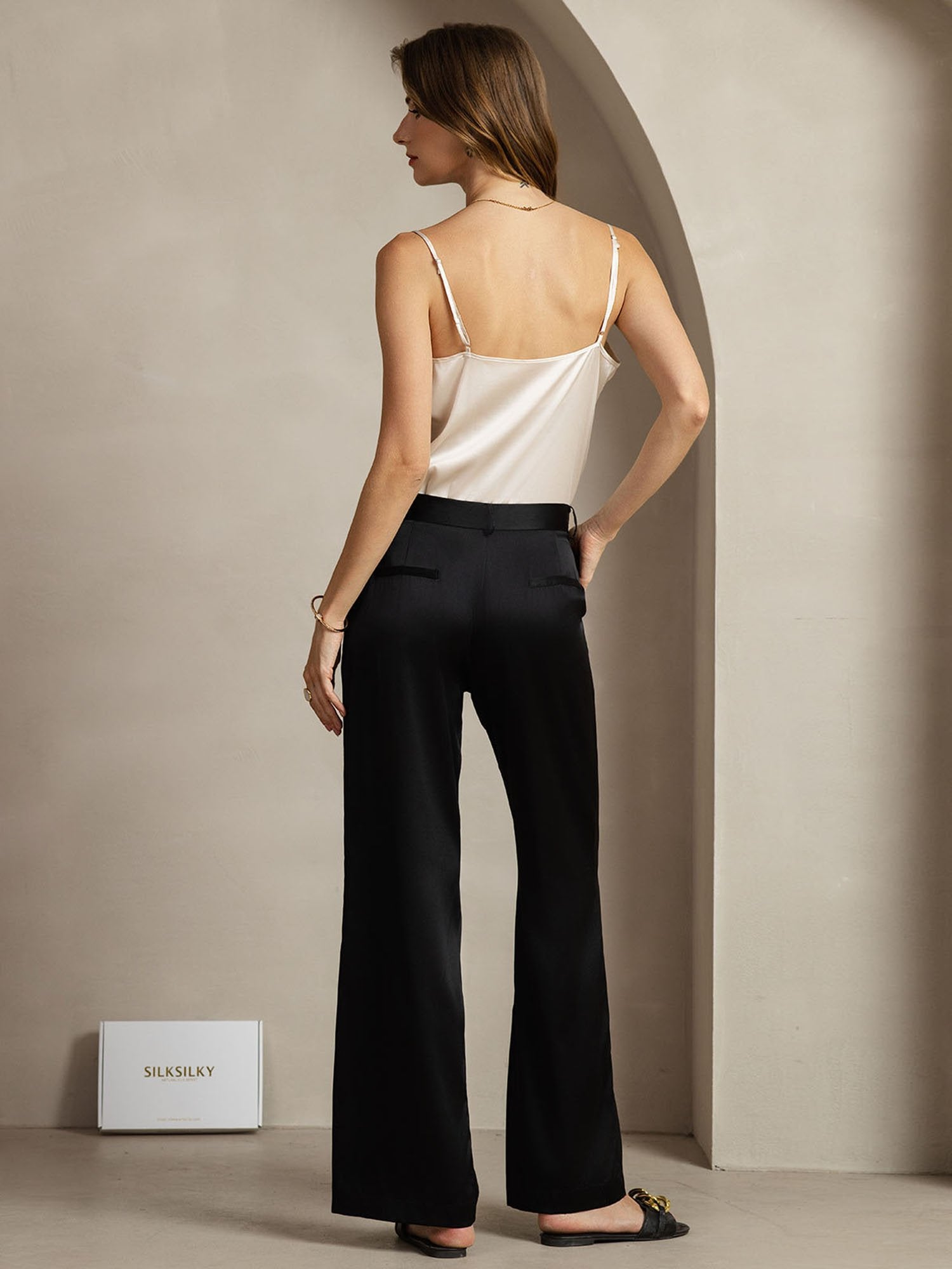 [Black] SilkSilky-AU 19Momme Silk Womens Pants 006