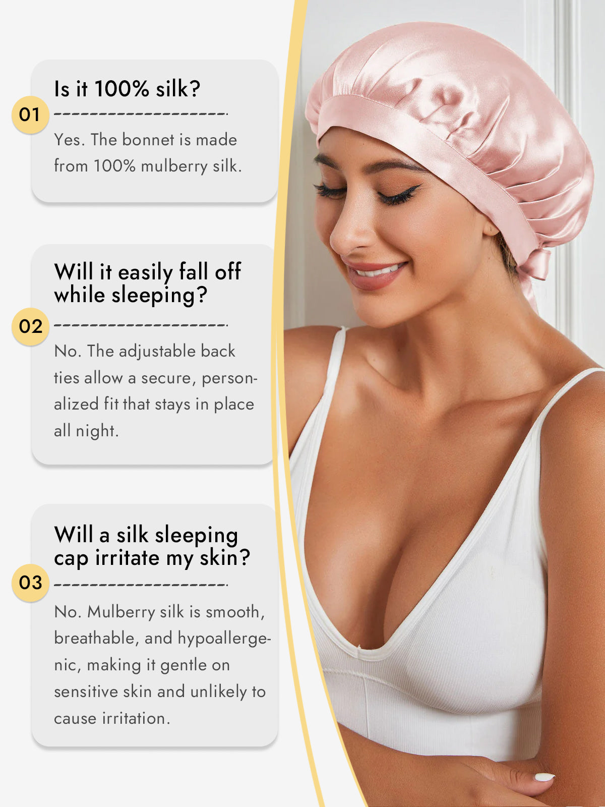 [Pink] SilkSilky-AU Pure Silk Sleep Cap 006