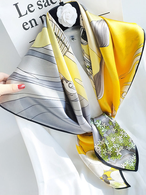 SilkSilky AU Pure Silk Scarf Yellow 001