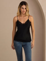 [Black] SilkSilky-AU Spaghetti Strap V Neck Camisole 004
