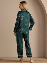 [Emerald Zebra] SilkSilky-AU Long Sleeve Lapel Collar Women's Pyjamas 002