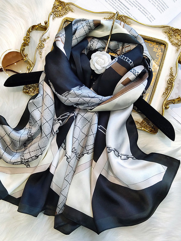 SilkSilky AU Pure Silk Scarf Black 001