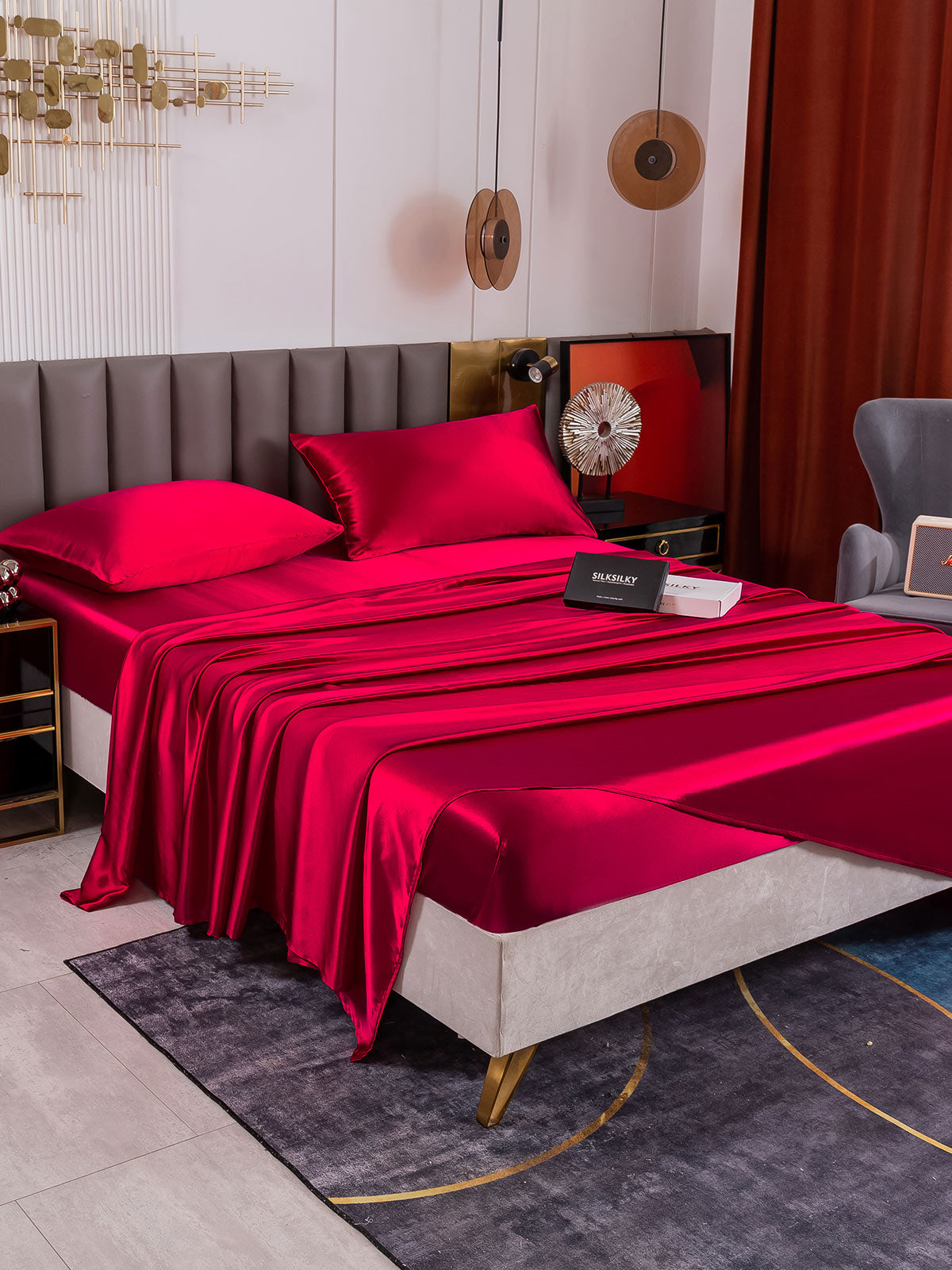 [Wine] SilkSilky-AU 19Momme Pure Silk Bedding Set 006
