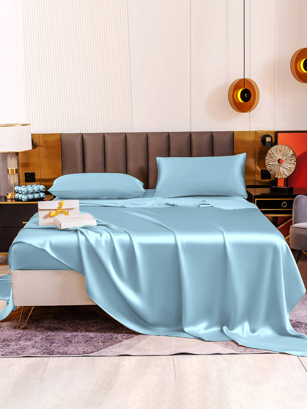 [Light Blue] SilkSilky-AU 19Momme Bedding Set 005