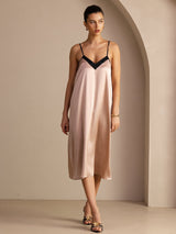 [Tuscany] SilkSilky-AU Spaghetti Strap V Neck Dress 005