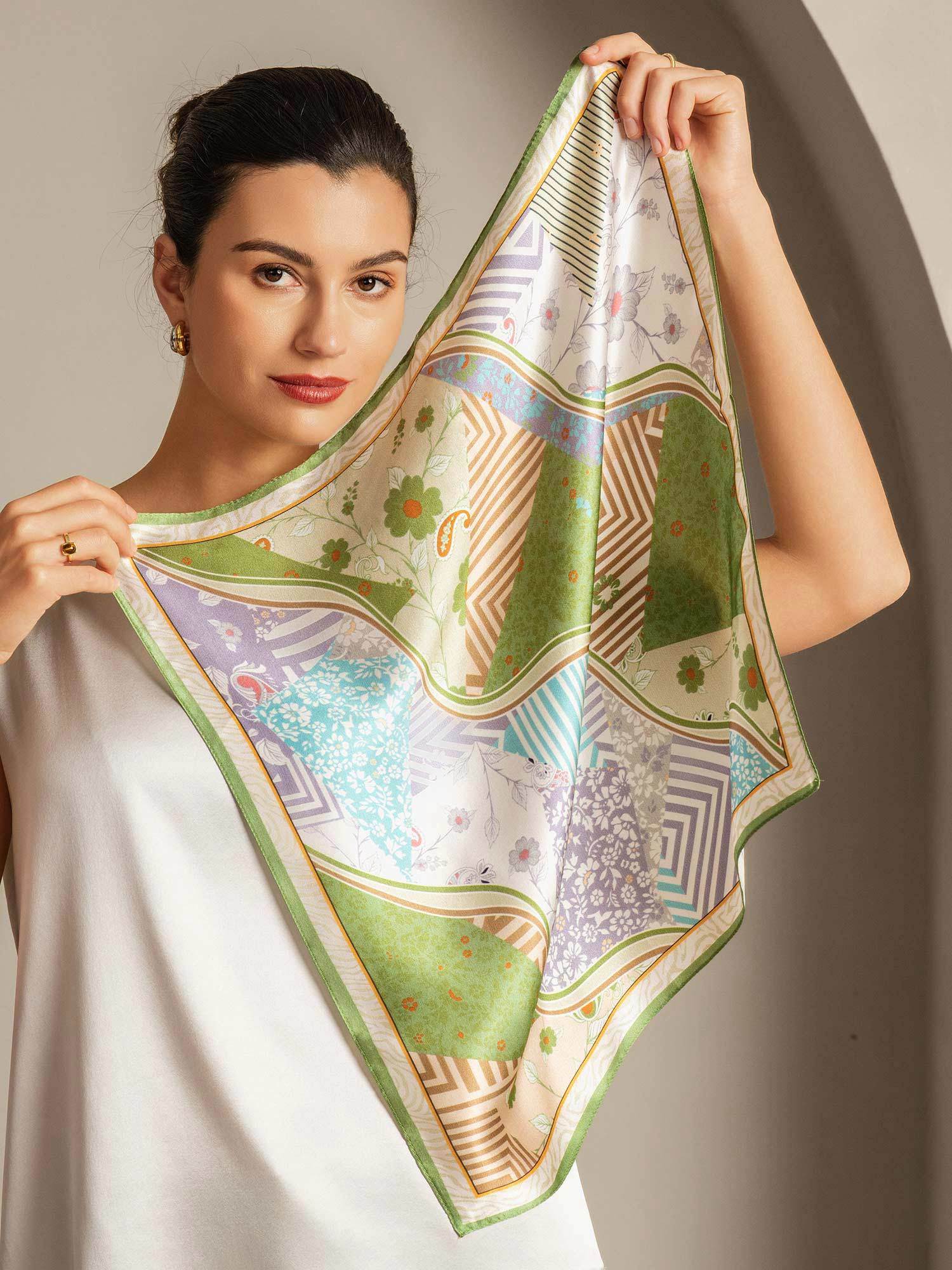 [P100] SilkSilky-AU Pure Silk Scarf 005,