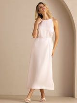 [Light Pink] SilkSilky-AU Sleeveless Crew Neck Dress 004