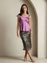 [Deep Purple] SilkSilky-AU 19Momme Stretch Silk Charmeuse Sleeveless Scoop Neck Camisole 008
