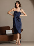 SilkSilky-AU 19Momme Silk Sleeveless Dress DarkBlue 001