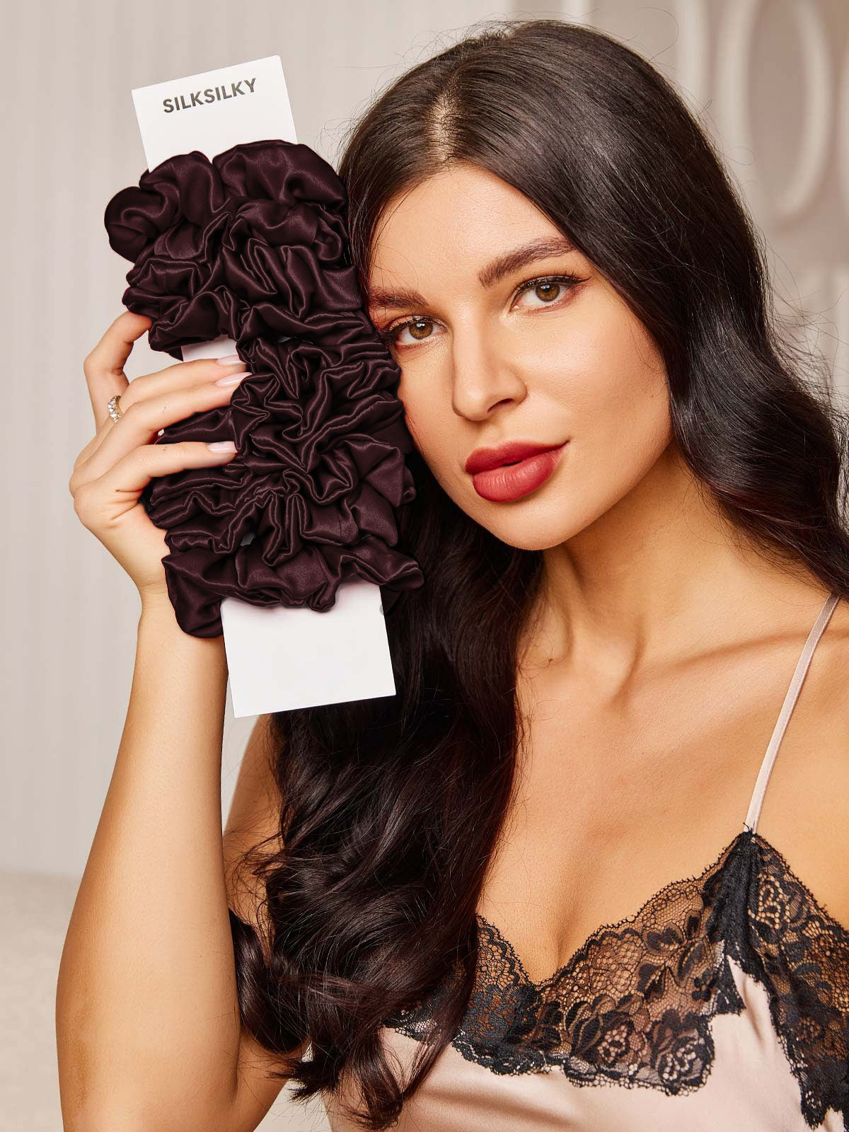 [Brown] SilkSilky-AU 19Momme Pure Silk Scrunchie 002