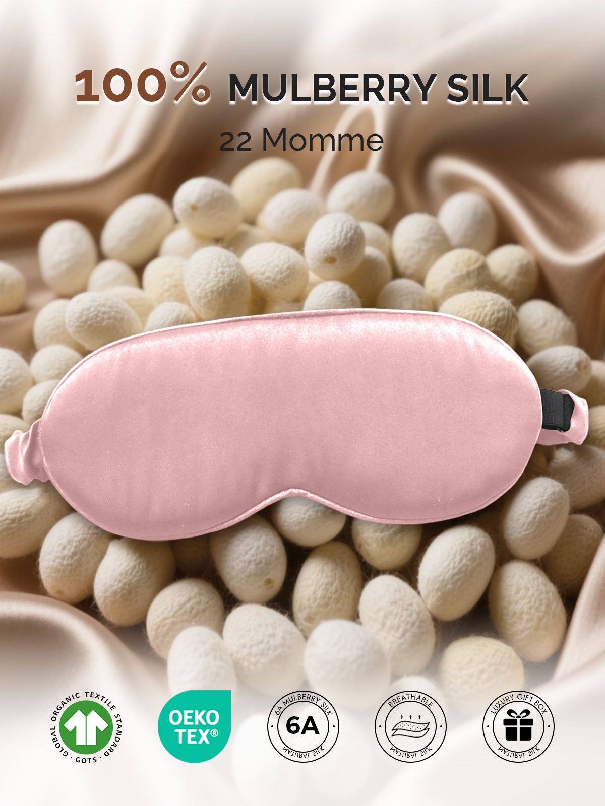 [Pink] SilkSilky-AU 22Momme Pure Silk Eye Mask 002