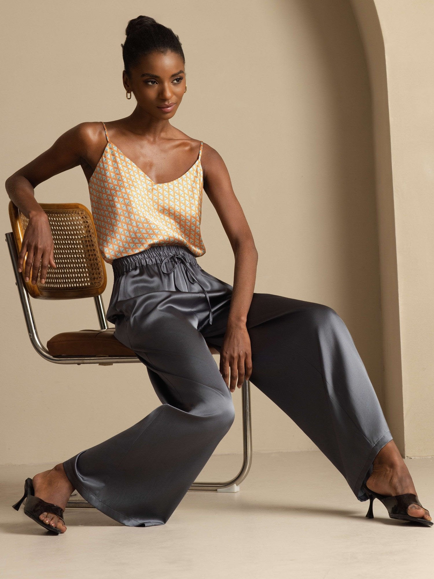 [DarkGray] SilkSilky-AU 19Momme Silk Womens Pants 007