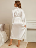 SilkSilky AU Pure Silk Long Sleeve Womens Robe White 002