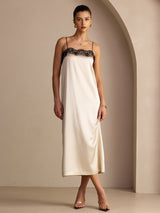 [Brown Rice] SilkSilky-AU Spaghetti Strap Square Neck Dress 001
