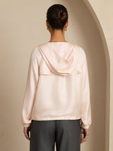 [Pink] SilkSilky-AU Silk Satin Surah Long Sleeve High Neck Women's Outerwear 002