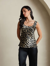 [Leopard] SilkSilky-AU 19Momme Silk U Neck Camisole 006,