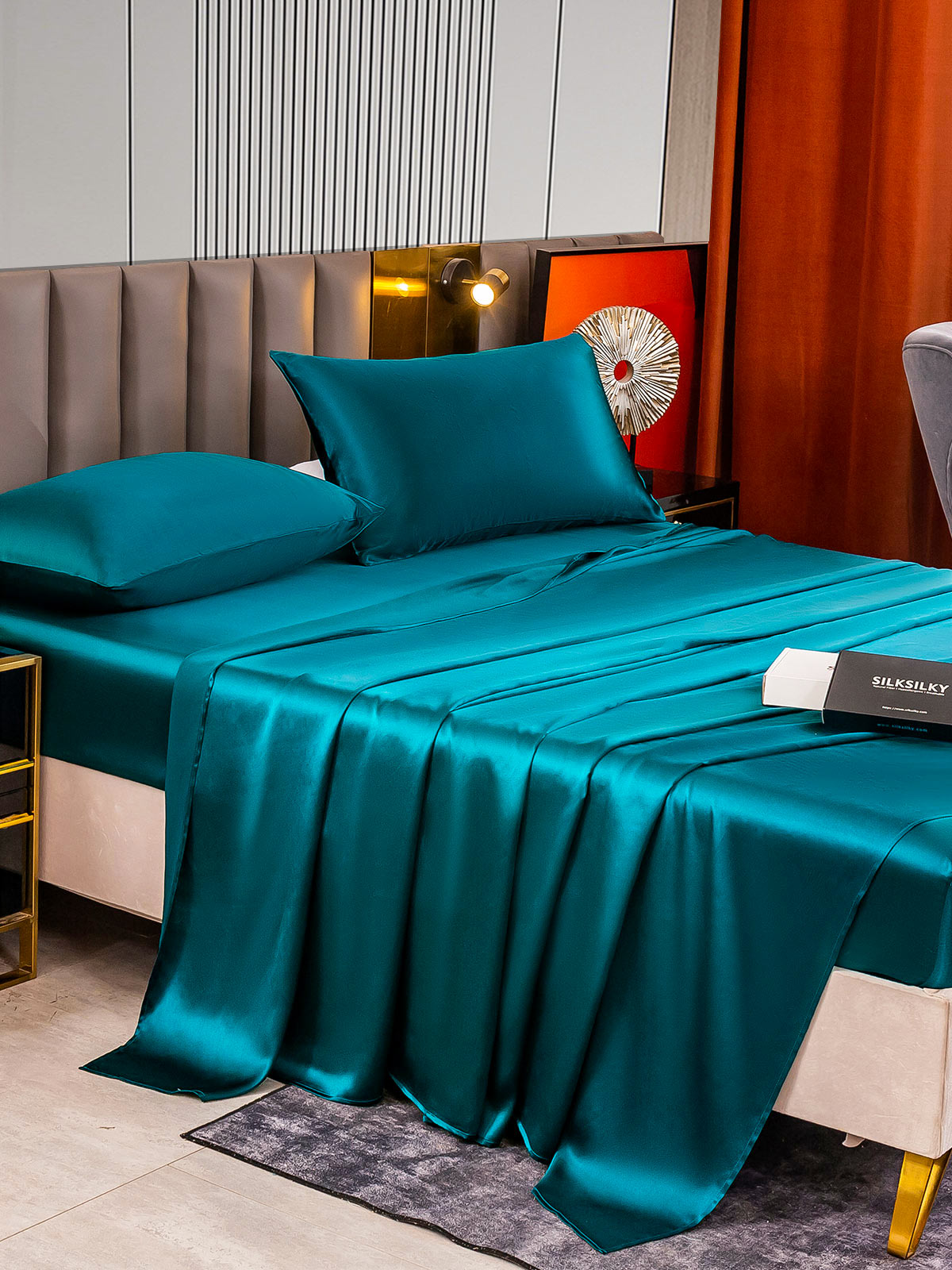 SilkSilky AU 22Momme Pure Silk Bedding Set Teal 005