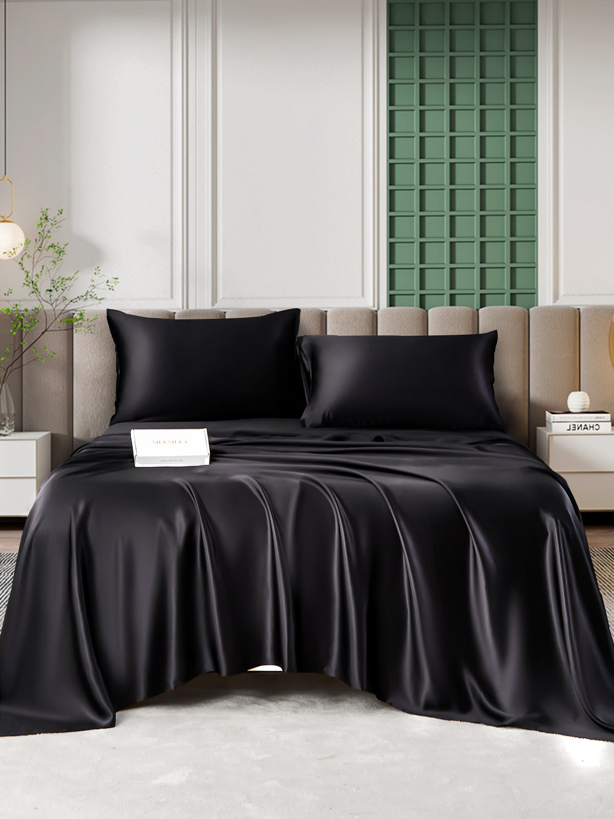 SilkSilky AU 25Momme Pure Silk Bedding Set Black 005