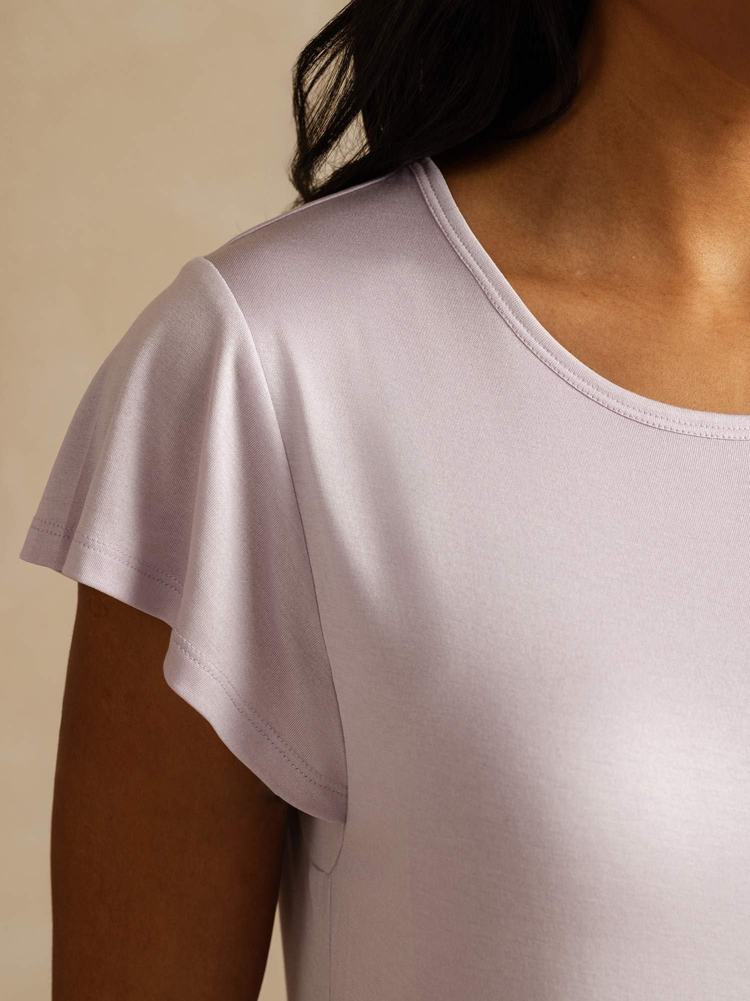 [Lavender] SilkSilky-AU Pure Silk Round Neck Nightgown 004