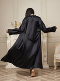 SilkSilky AU Pure Silk Long Sleeve Womens Robe Black 002