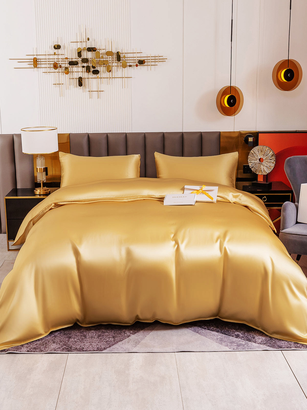 SilkSilky AU 19Momme Pure Silk Bedding Set Champagne 005